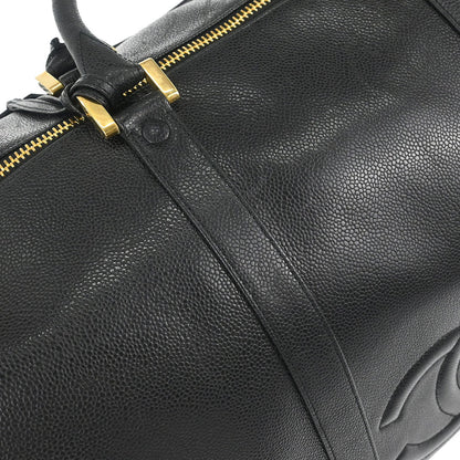 Chanel Black Caviar Skin 2way Shoulder Duffle Handbag