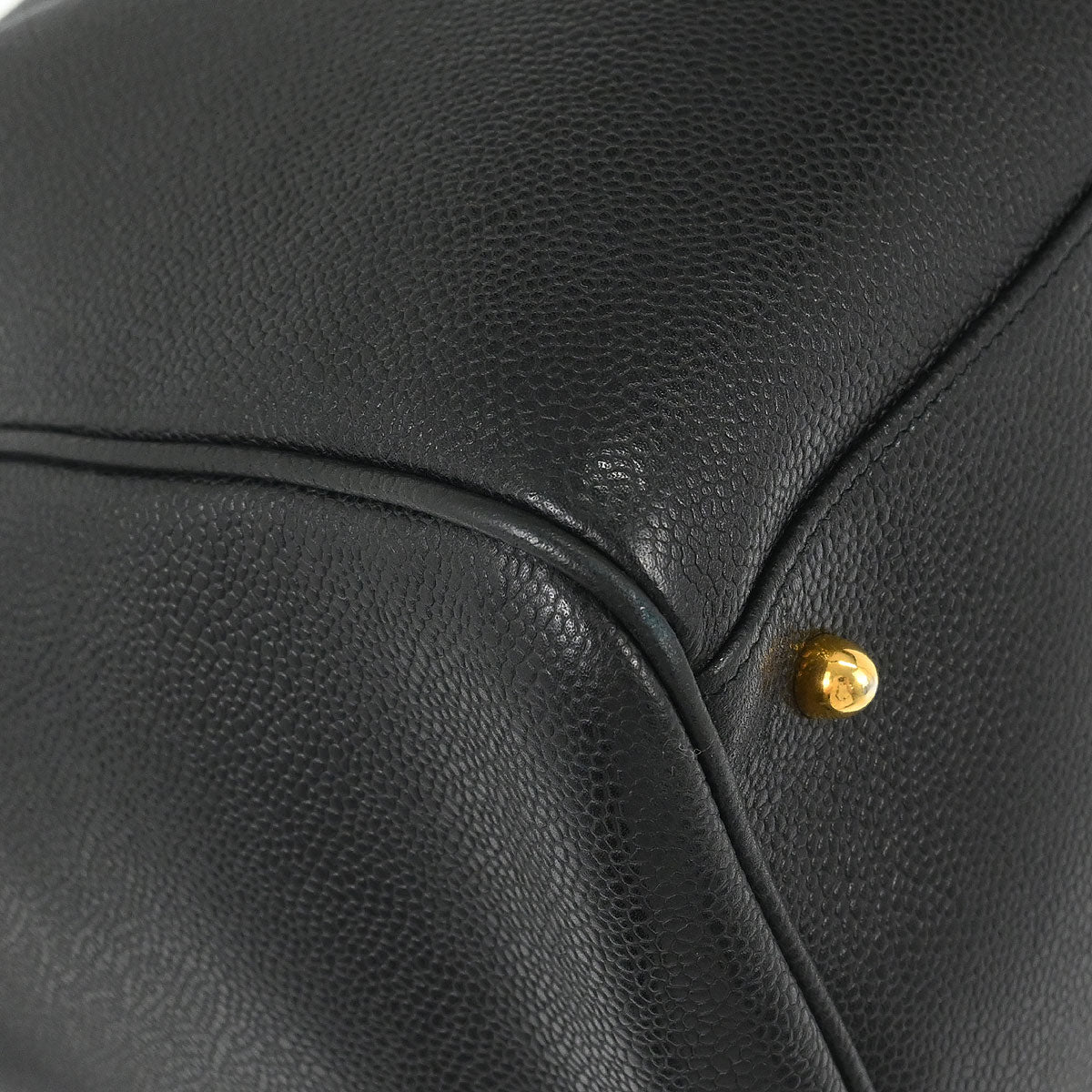 Chanel Black Caviar Skin 2way Shoulder Duffle Handbag