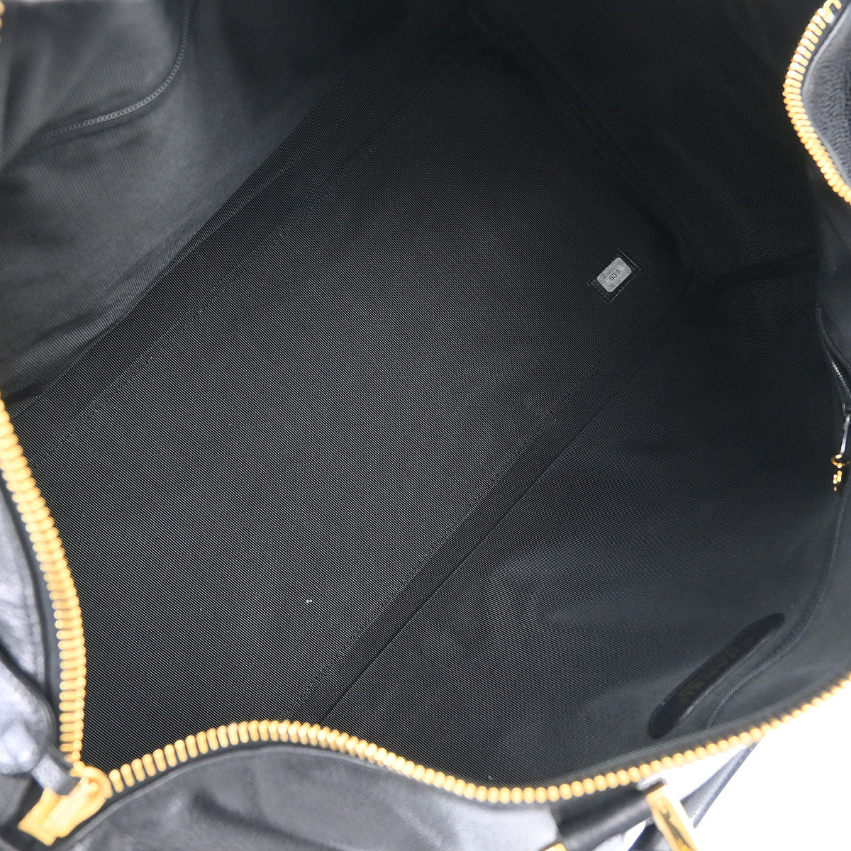 Chanel Black Caviar Skin 2way Shoulder Duffle Handbag