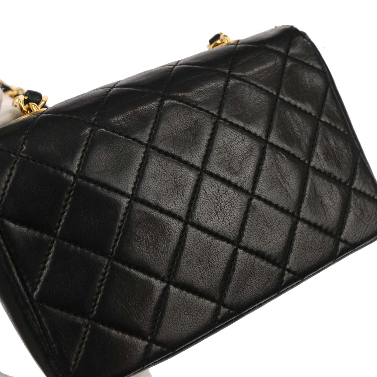 Chanel 1989-1991 Black Lambskin Straight Flap Shoulder Bag