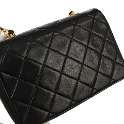 Chanel 1989-1991 Black Lambskin Straight Flap Shoulder Bag