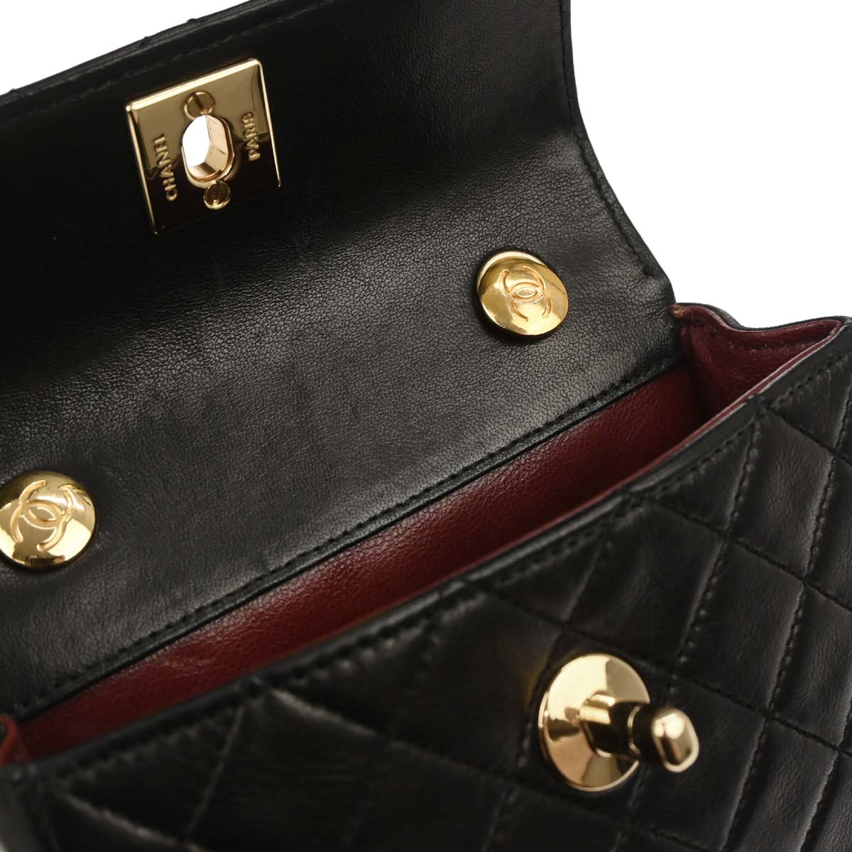 Chanel 1989-1991 Black Lambskin Straight Flap Shoulder Bag