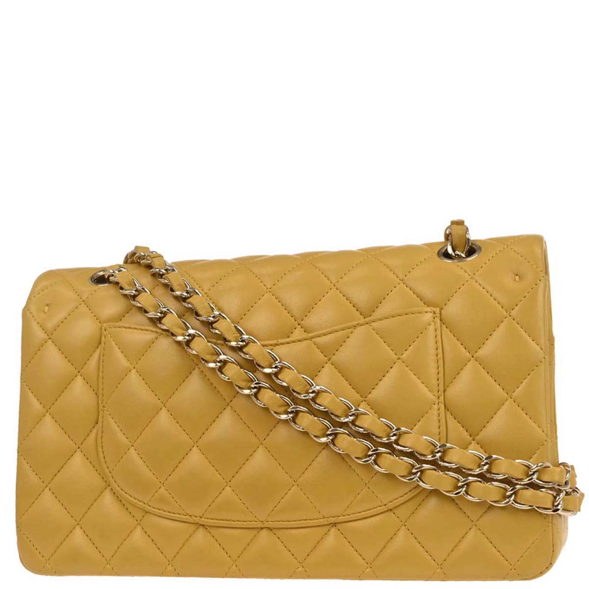 Chanel Yellow Lambskin Medium Classic Double Flap Shoulder Bag