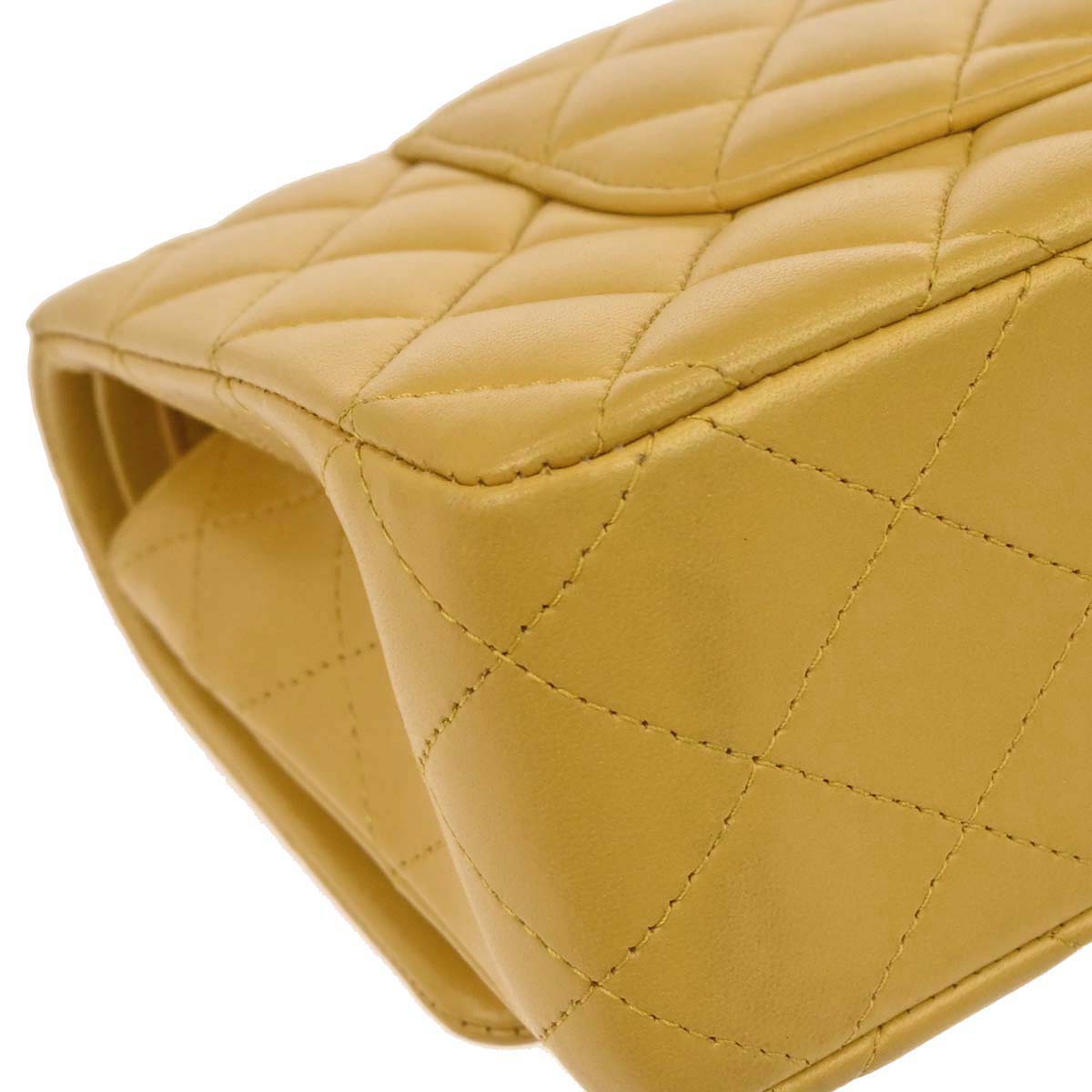 Chanel Yellow Lambskin Medium Classic Double Flap Shoulder Bag