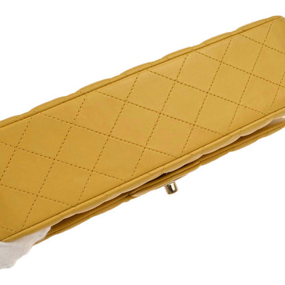 Chanel Yellow Lambskin Medium Classic Double Flap Shoulder Bag