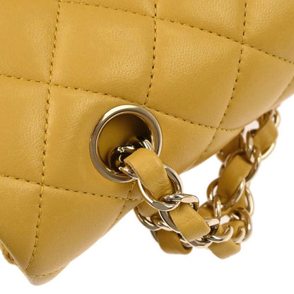 Chanel Yellow Lambskin Medium Classic Double Flap Shoulder Bag