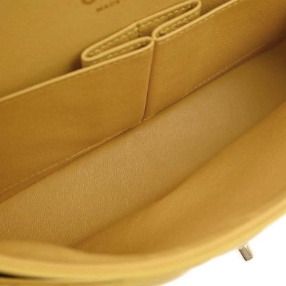 Chanel Yellow Lambskin Medium Classic Double Flap Shoulder Bag