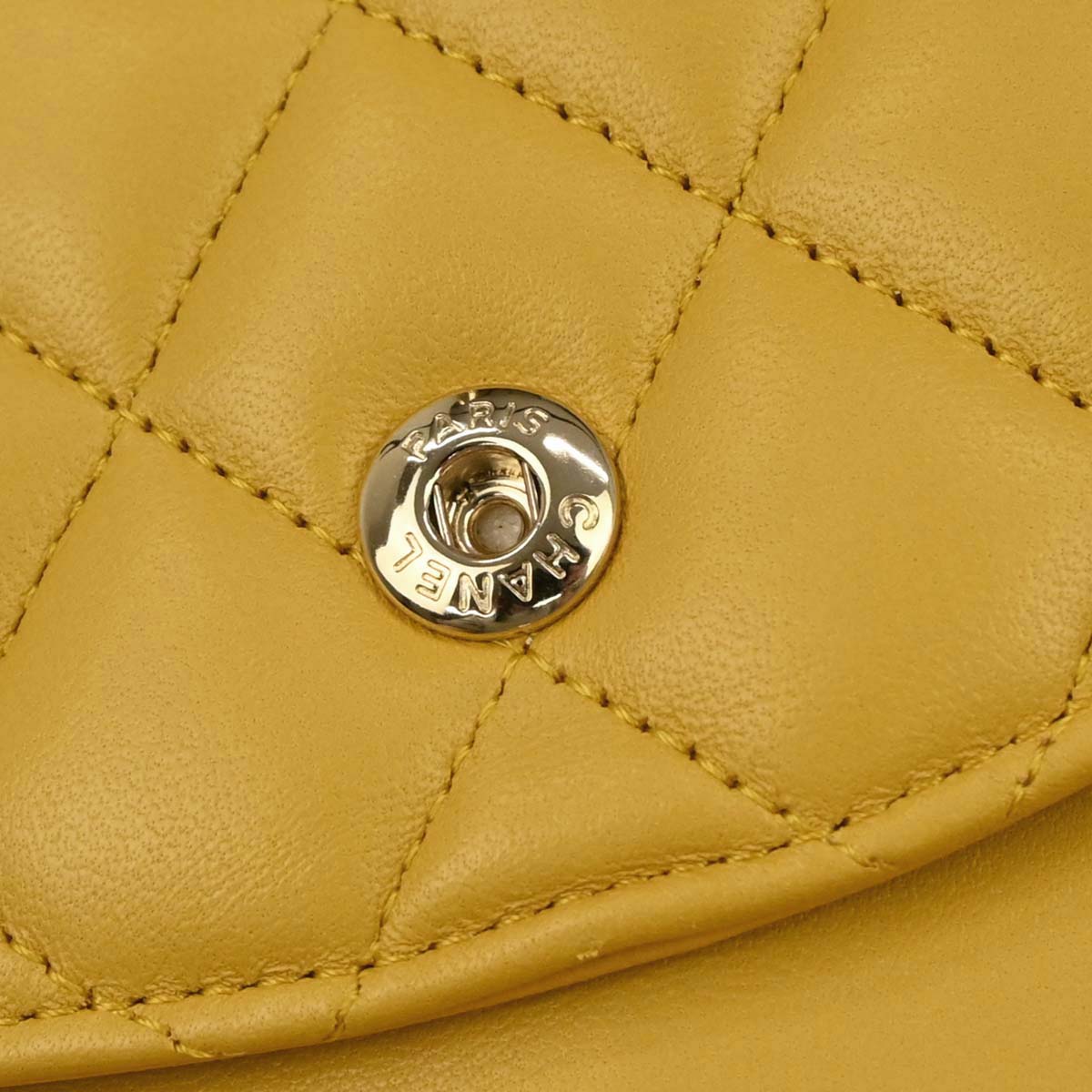 Chanel Yellow Lambskin Medium Classic Double Flap Shoulder Bag