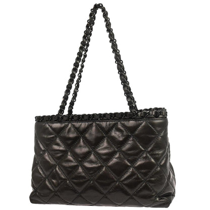 Chanel Metallic Gray Calfskin Chain Me Tote Handbag