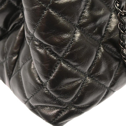 Chanel Metallic Gray Calfskin Chain Me Tote Handbag