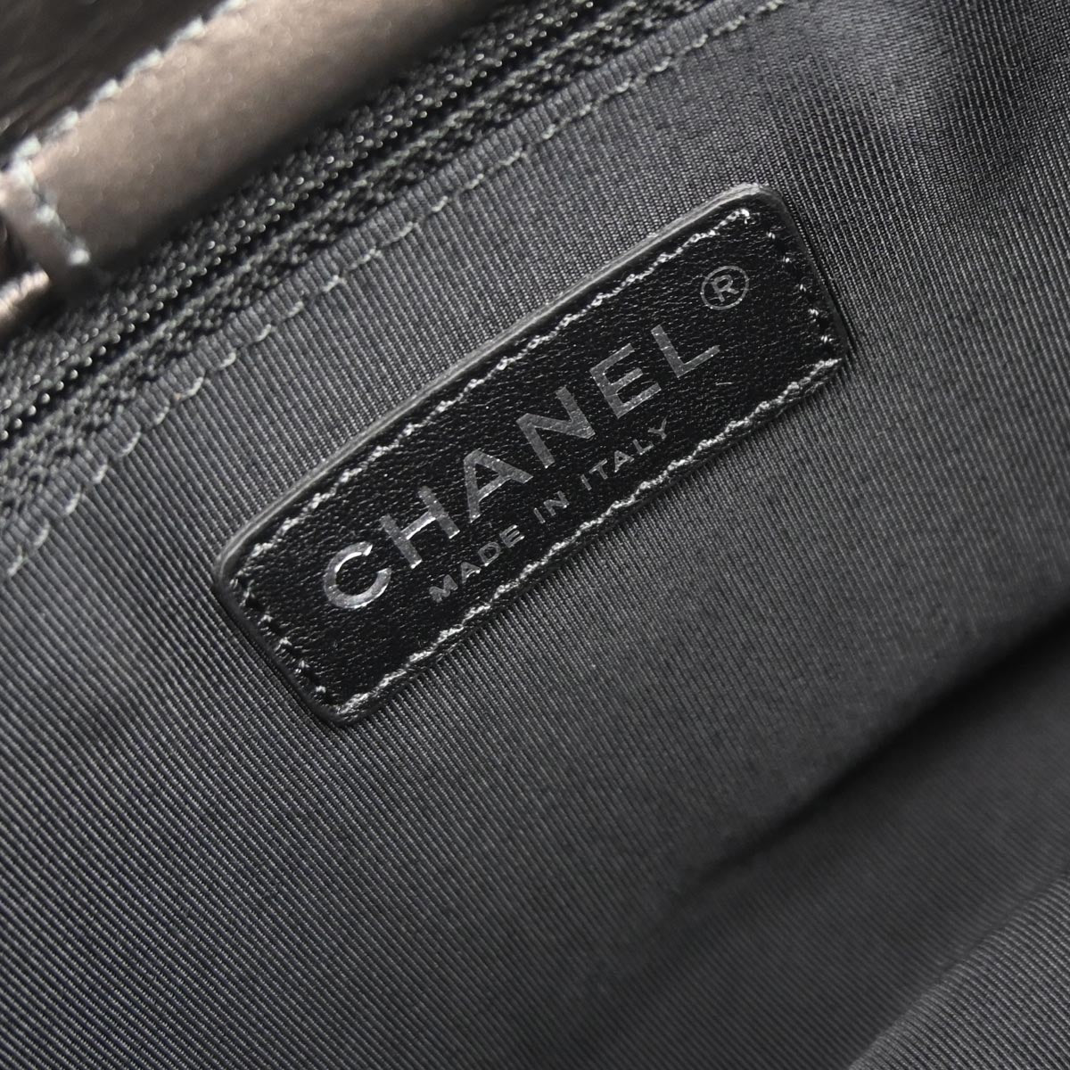 Chanel Metallic Gray Calfskin Chain Me Tote Handbag