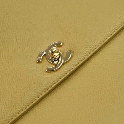 Chanel Yellow Caviar Skin Kelly Top Handle Handbag