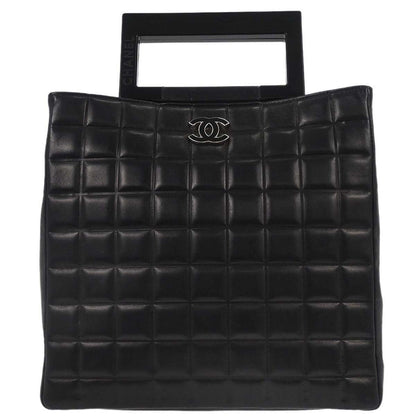 Chanel Black Lambskin Choco Bar Tote Handbag