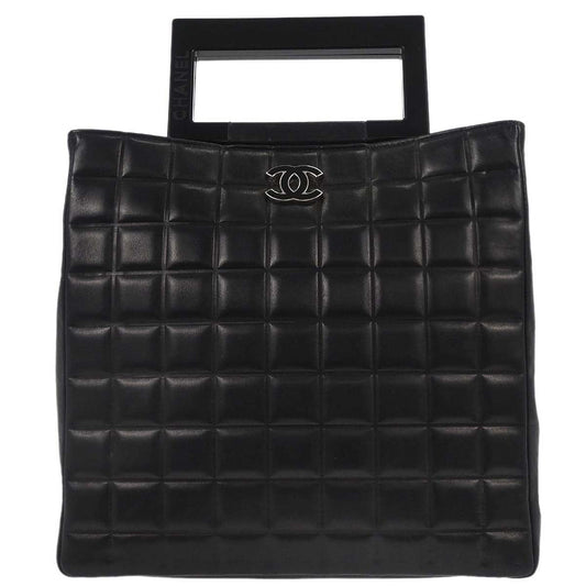 Chanel Black Lambskin Choco Bar Tote Handbag