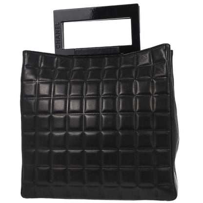 Chanel Black Lambskin Choco Bar Tote Handbag