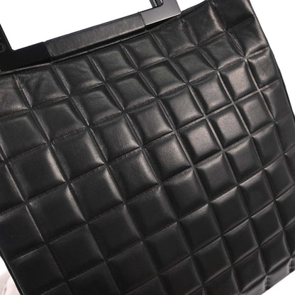 Chanel Black Lambskin Choco Bar Tote Handbag