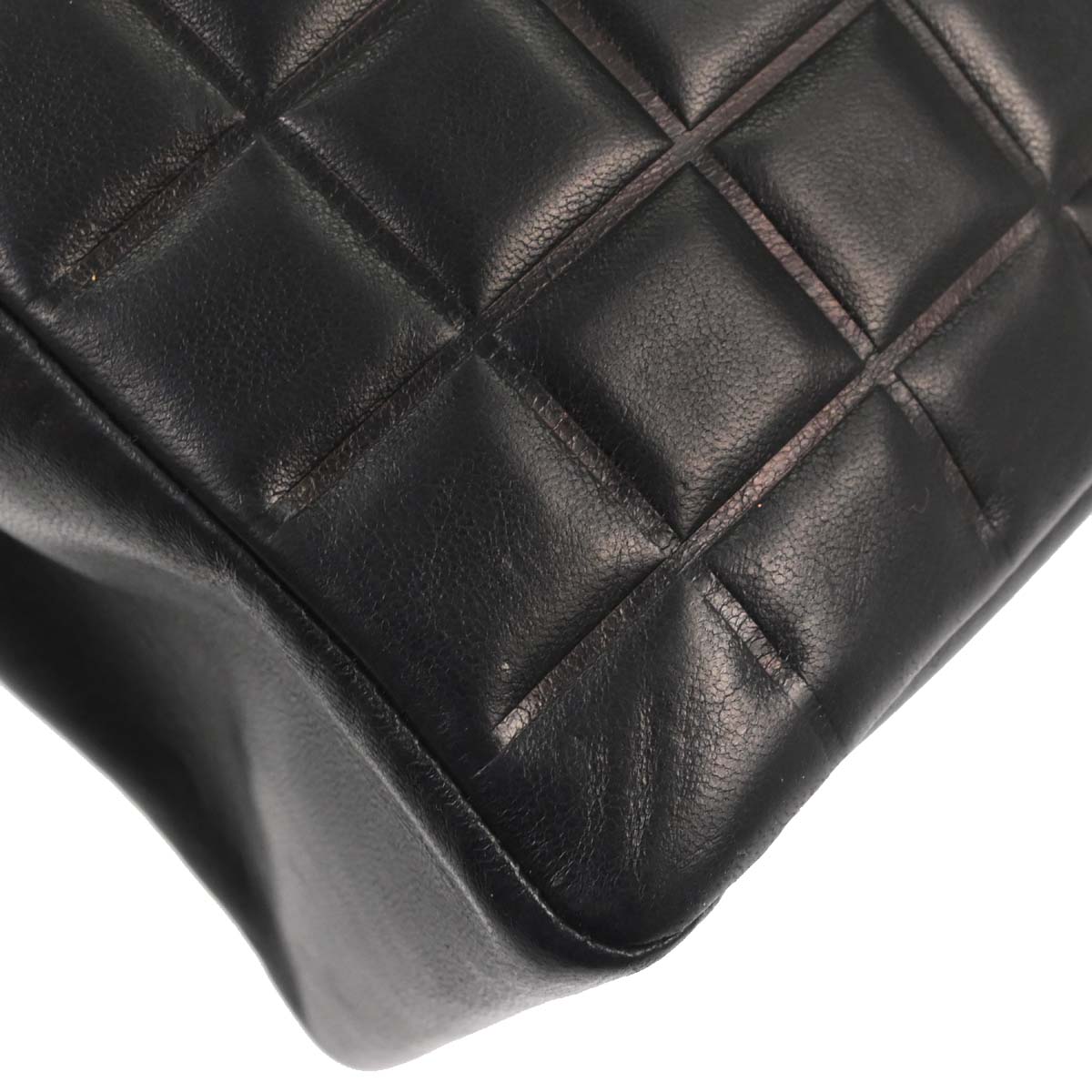 Chanel Black Lambskin Choco Bar Tote Handbag