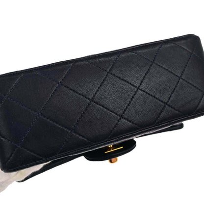 Chanel 1989-1991 Navy Lambskin Mini Classic Square Flap Shoulder Bag 17