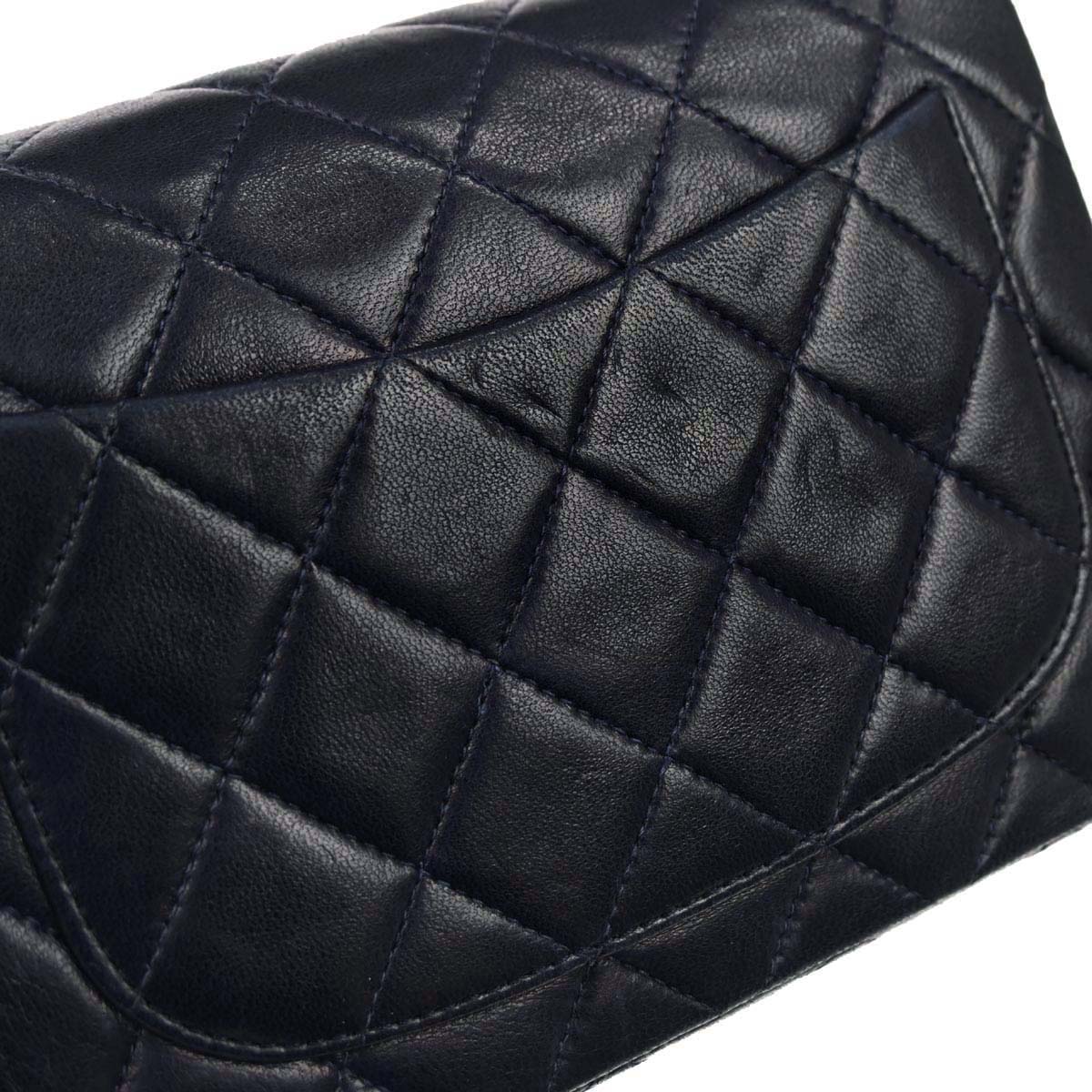 Chanel 1989-1991 Navy Lambskin Mini Classic Square Flap Shoulder Bag 17