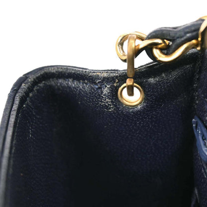 Chanel 1989-1991 Navy Lambskin Mini Classic Square Flap Shoulder Bag 17