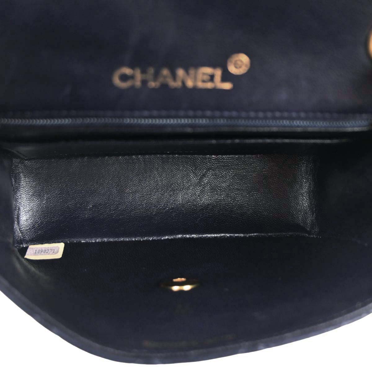 Chanel 1989-1991 Navy Lambskin Mini Classic Square Flap Shoulder Bag 17