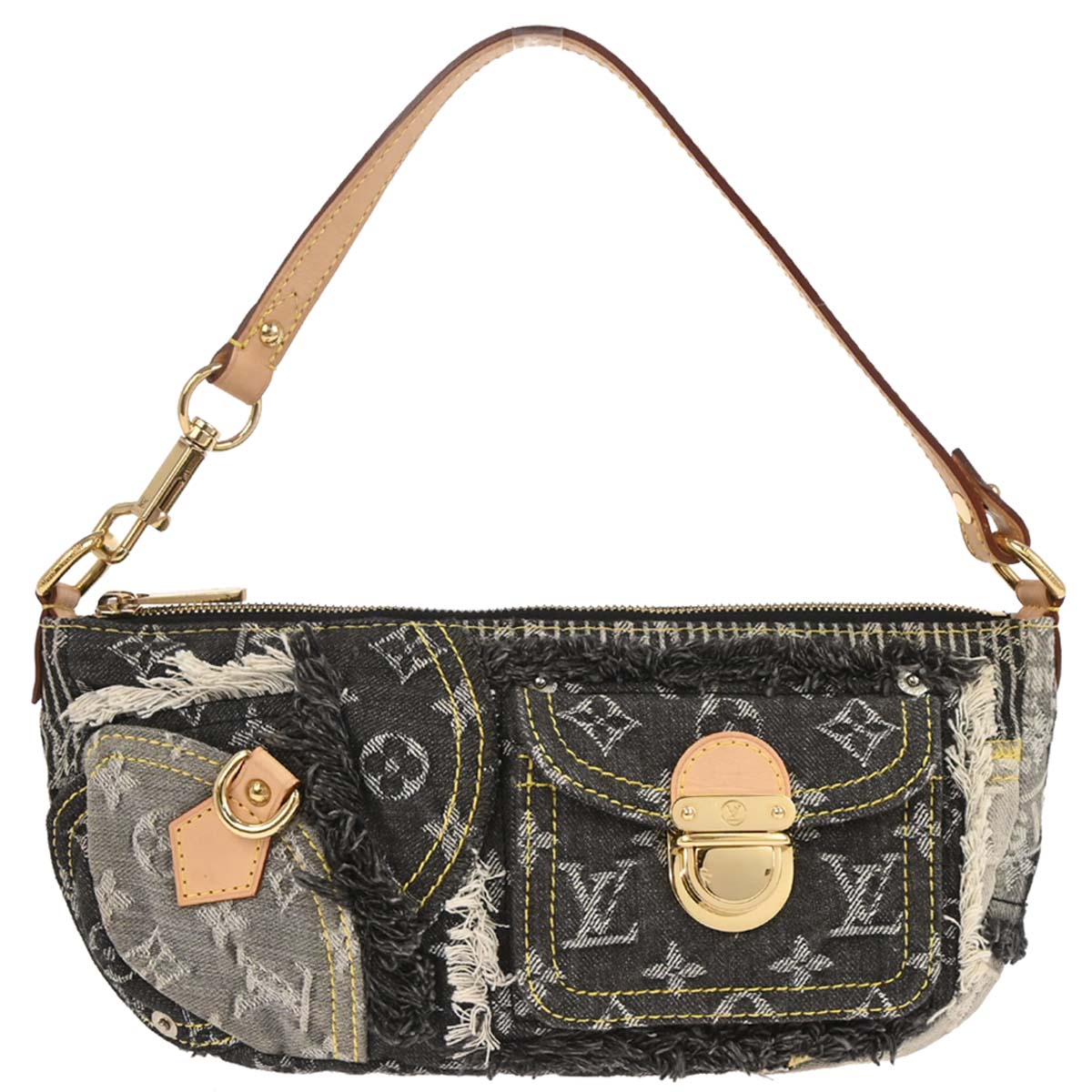 Louis Vuitton Gray Monogram Denim Patchwork Pouchy Handbag M95383