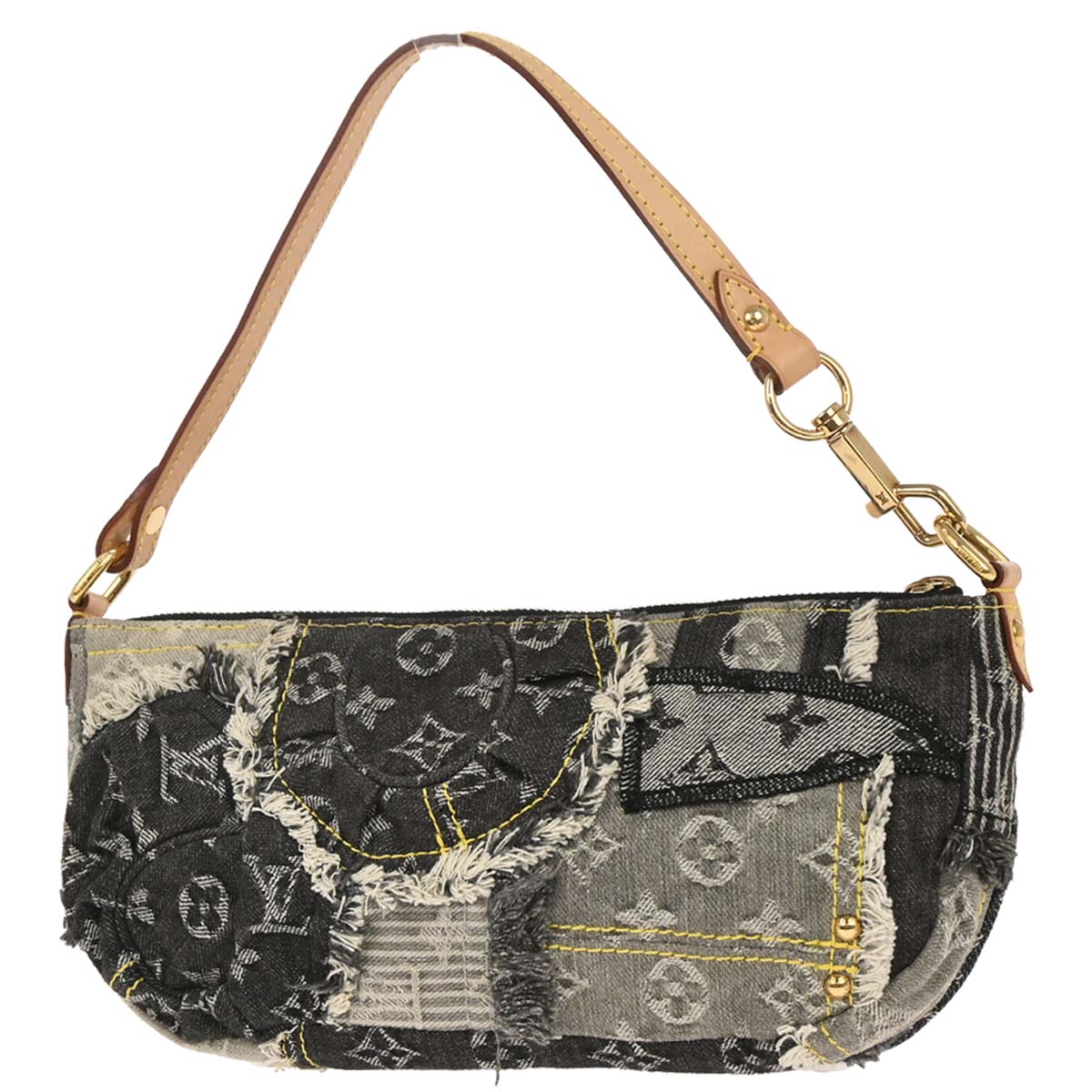 Louis Vuitton Gray Monogram Denim Patchwork Pouchy Handbag M95383