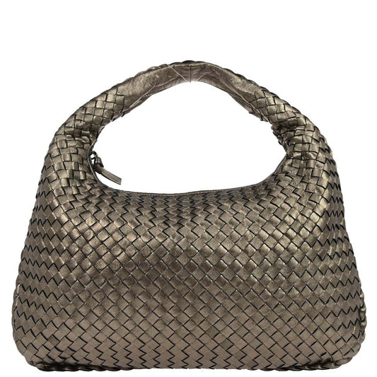 Bottega Veneta Gold Lambskin Intrecciato Handbag