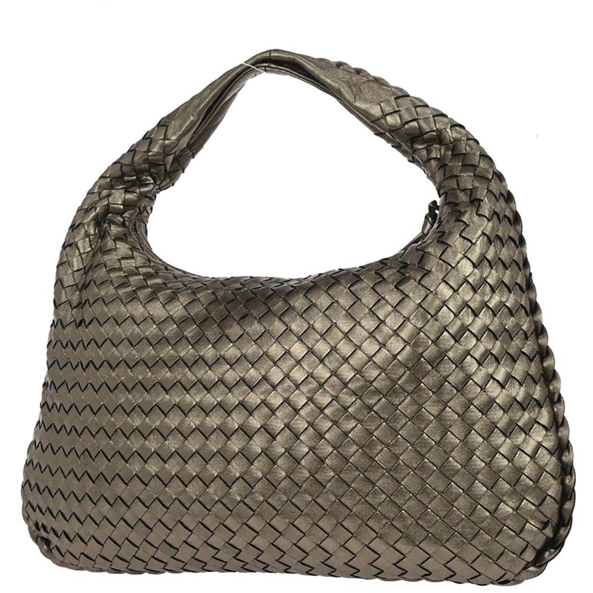 Bottega Veneta Gold Lambskin Intrecciato Handbag