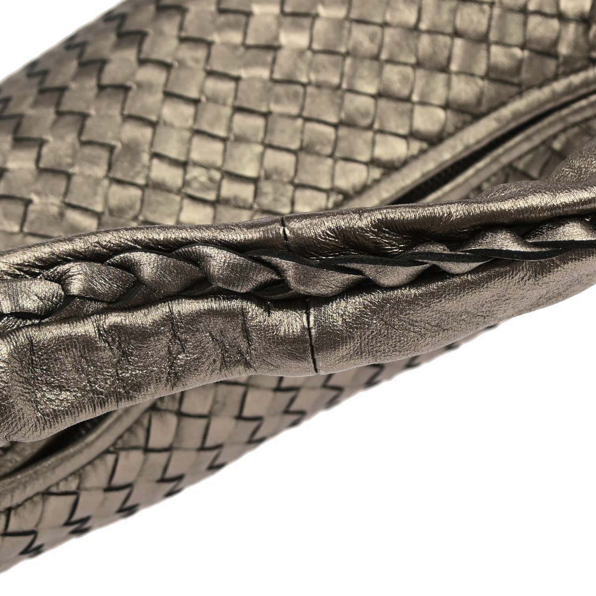 Bottega Veneta Gold Lambskin Intrecciato Handbag