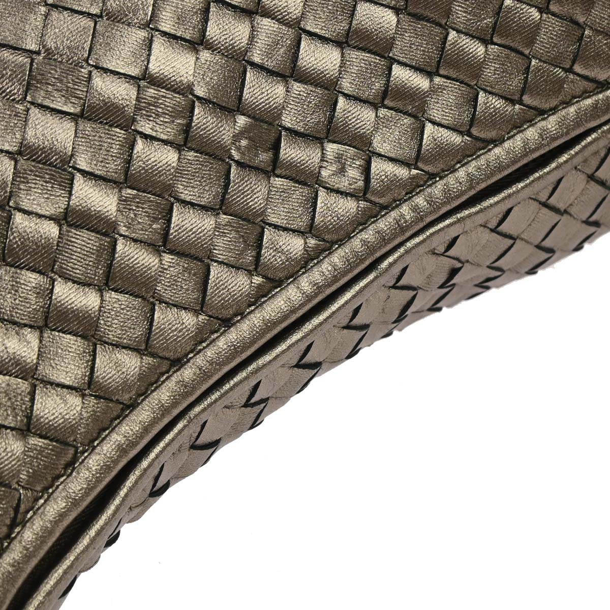 Bottega Veneta Gold Lambskin Intrecciato Handbag