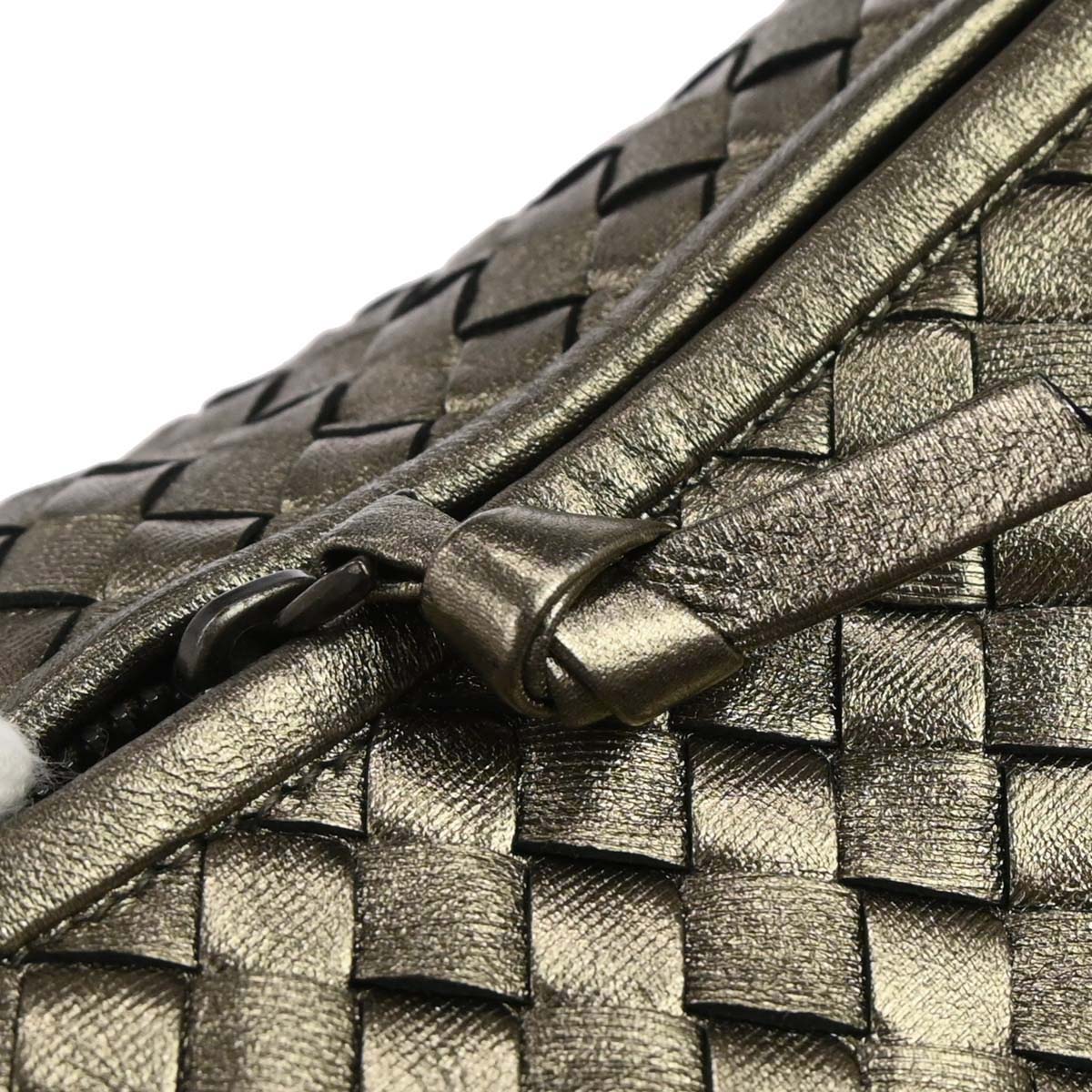 Bottega Veneta Gold Lambskin Intrecciato Handbag