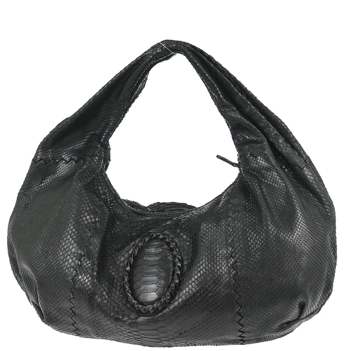 Bottega Veneta * Black Python Hobo Handbag