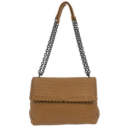 Bottega Veneta Brown Lambskin Intrecciato Shoulder Bag