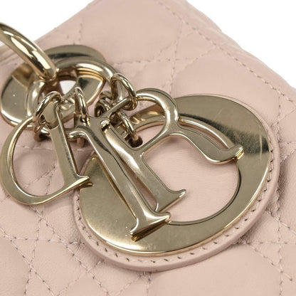 Christian Dior Pink Lambskin Small Lady Dior Cannage 2way Shoulder Handbag
