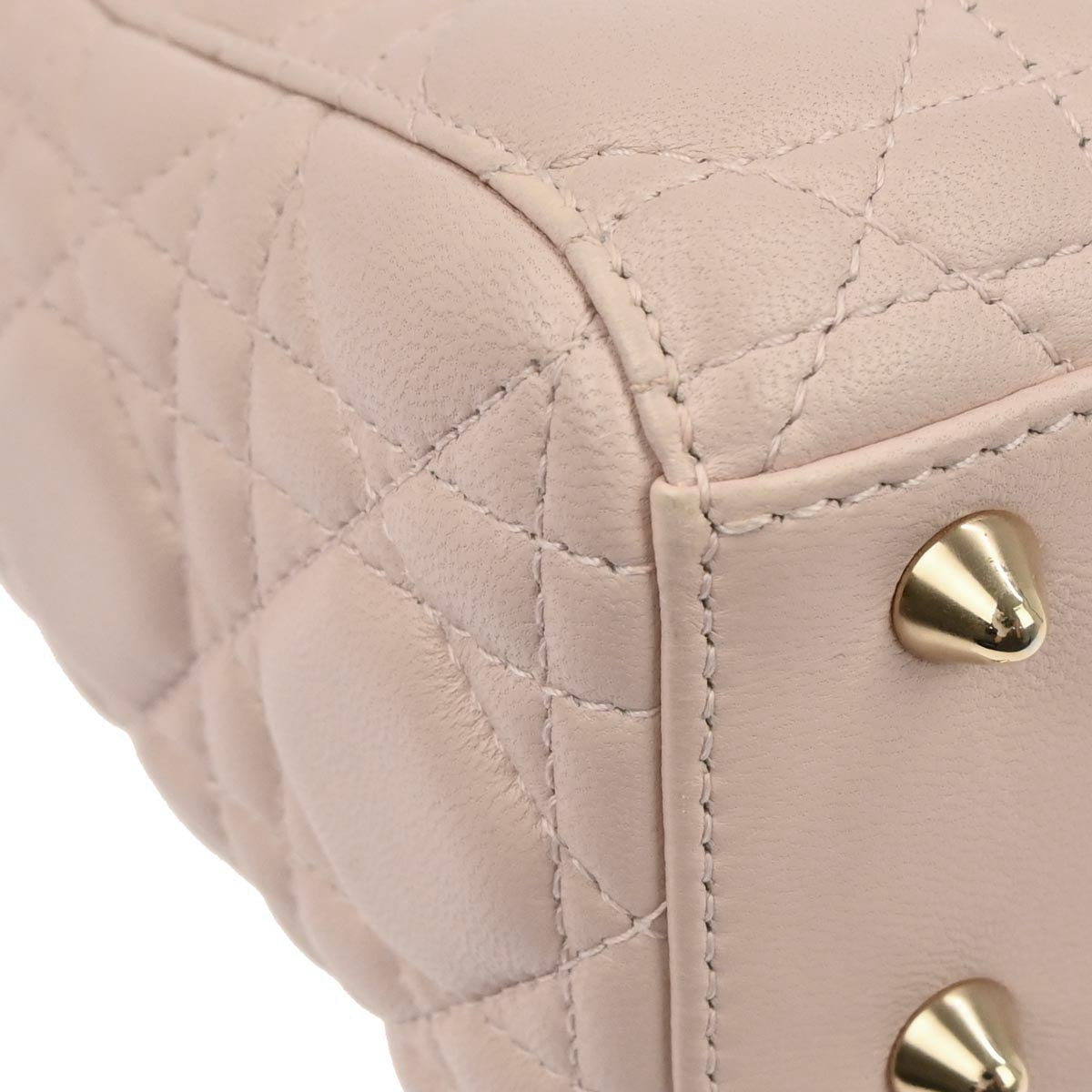 Christian Dior Pink Lambskin Small Lady Dior Cannage 2way Shoulder Handbag