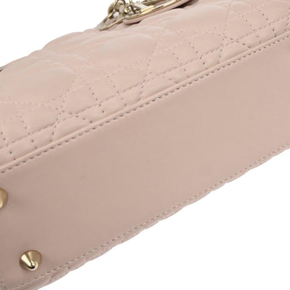 Christian Dior Pink Lambskin Small Lady Dior Cannage 2way Shoulder Handbag