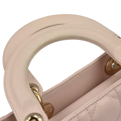 Christian Dior Pink Lambskin Small Lady Dior Cannage 2way Shoulder Handbag