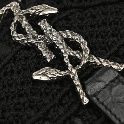 Saint Laurent Black Fabric Baby Crochet Shoulder Bag