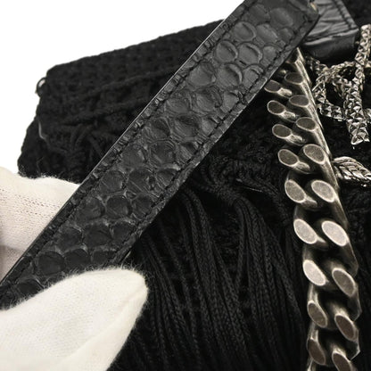 Saint Laurent Black Fabric Baby Crochet Shoulder Bag