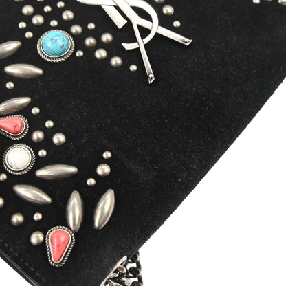Saint Laurent Black Suede Small Kate Studded Shoulder Bag