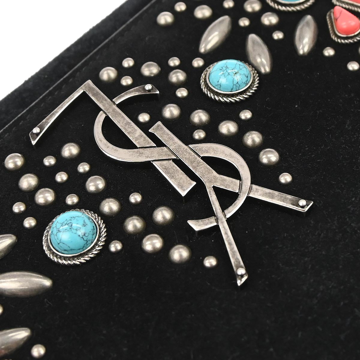 Saint Laurent Black Suede Small Kate Studded Shoulder Bag