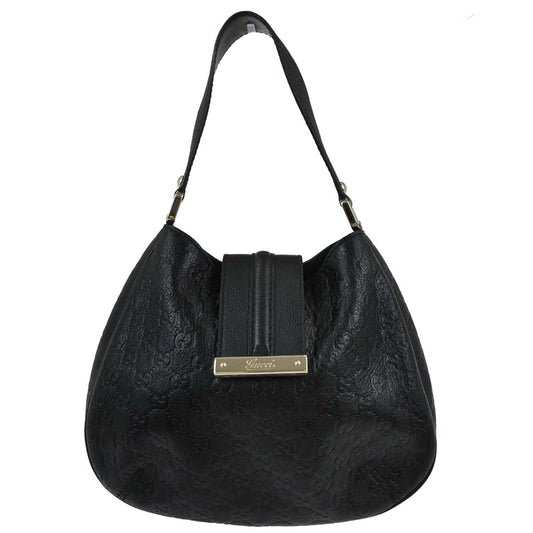 Gucci Black Guccissima Leather Hobo Handbag