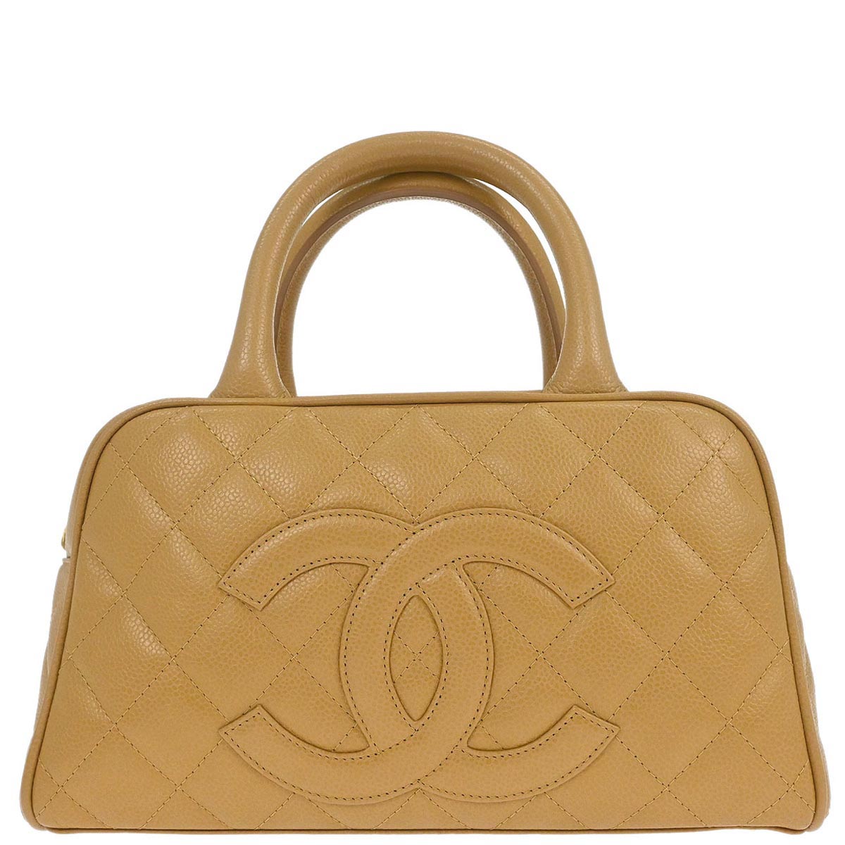 Chanel Beige Caviar Skin Bowling Bag 27