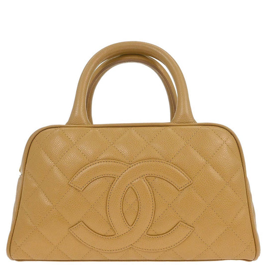 Chanel Beige Caviar Skin Bowling Bag 27