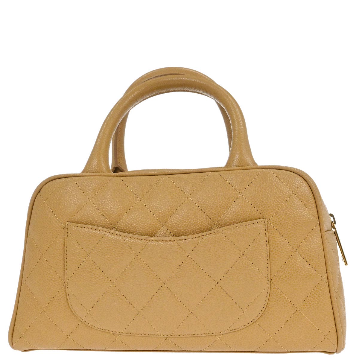 Chanel Beige Caviar Skin Bowling Bag 27
