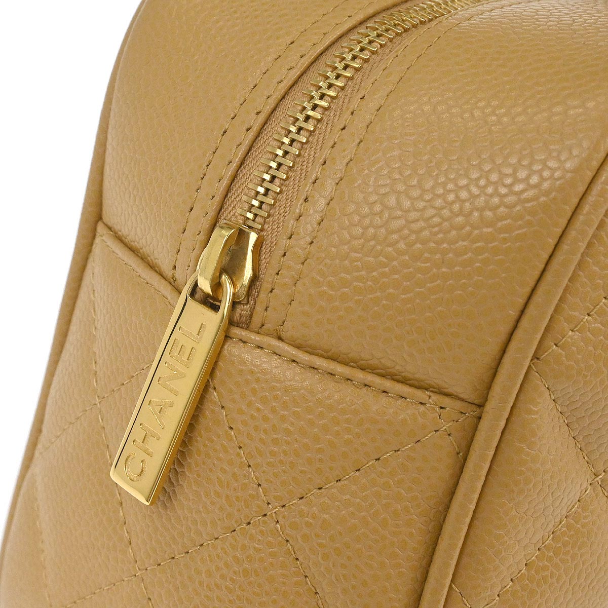 Chanel Beige Caviar Skin Bowling Bag 27