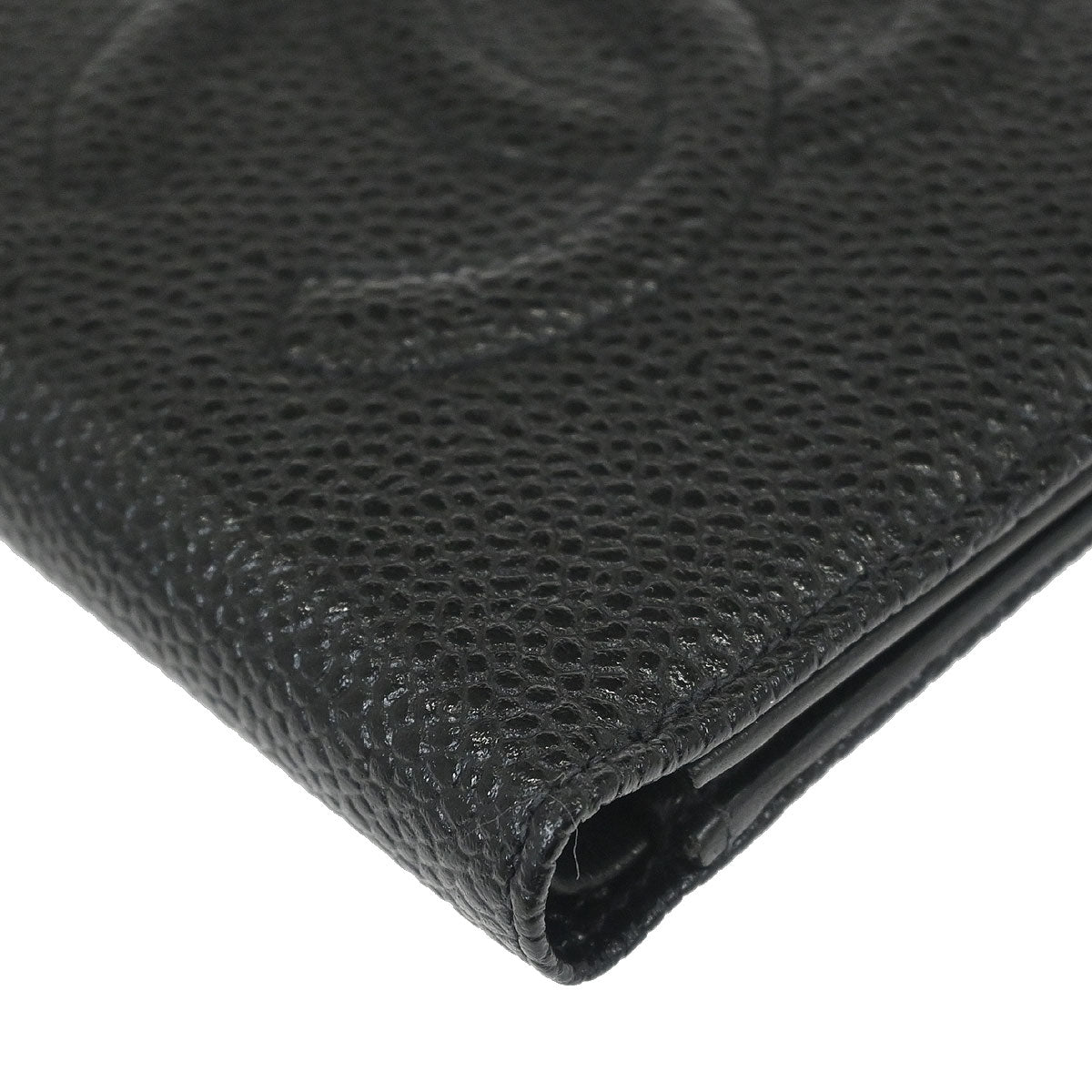 Chanel 1997-1999 Black Caviar Skin Bifold Wallet Purse