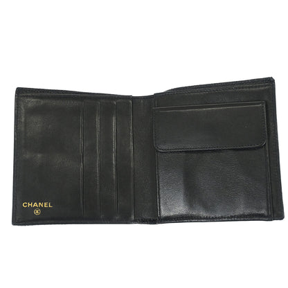 Chanel 1997-1999 Black Caviar Skin Bifold Wallet Purse