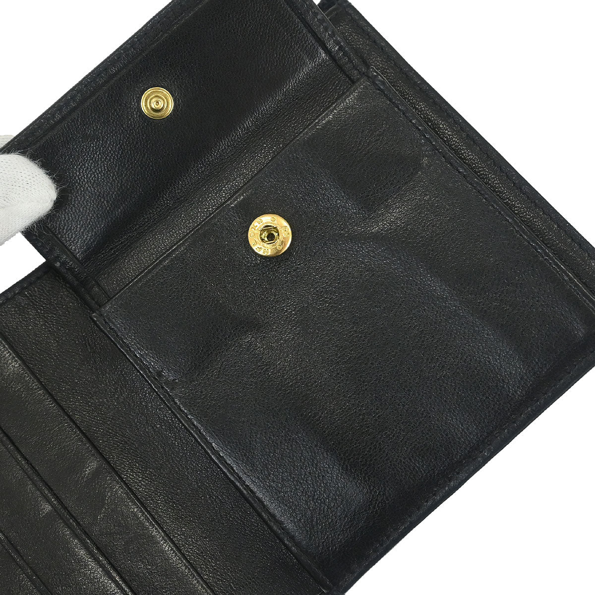 Chanel 1997-1999 Black Caviar Skin Bifold Wallet Purse